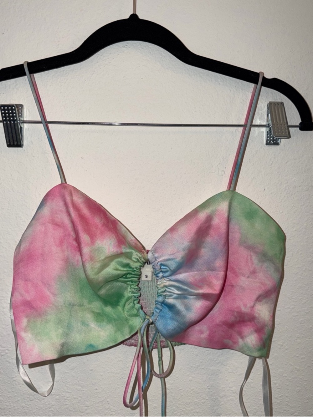 Superdown Tie-Dye Pastel Drawstring Crop Top